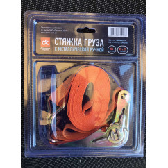 Ремень стяжной с металлической ручкой 6м,500кг,оранжевый 'Дорожная карта' (ДК-3937)