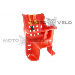 Кресло детское пластиковое на велосипед, багажник Красное