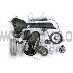 Двигатель велосипедный (в сборе)   80сс   (бак, ручка газа, звезда, цепь, без стартера)   (черный)   EVO