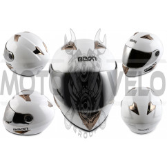 Шлем-интеграл (mod:B-500) (size:L, белый, зеркальный визор) BEON