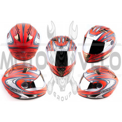Шлем-интеграл (mod:В-500) (size:XL, красный матовый, зеркальный визор, BLADE) BEON