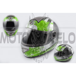 Шлем-интеграл (mod:550) (premium class) (size:XL, черно-зеленый) Ш113 KOJI