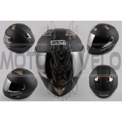 Шлем-интеграл (mod:B-500) (size:XL, черный матовый, зеркальный визор) BEON