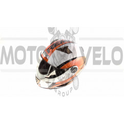 Шлем-интеграл   (mod:B-500) (size:L, бело-оранжево-красный)   BEON