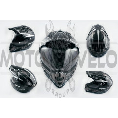 Шлем кроссовый (mod:MX433) (с визором, size:XXL, черно-серый с узором) LS-2