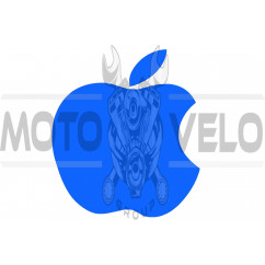 Наклейка логотип APPLE (14х12, синяя) (#0467)