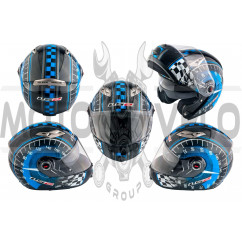 Шлем трансформер (size:ХL, сине-черный + солнцезащитные очки) LS-2