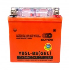 АКБ YB5L-BS 12V5A (GEL) высокий оранж OUTDO 119*60*129