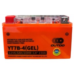 АКБ YT7 B-4 12V6,5A (GEL) оранжевый узкий OUTDO 150*66*95