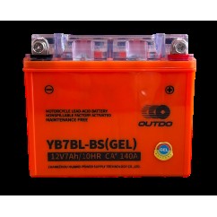 АКБ YB7BL-BS МОТО (GEL) оранжевый OUTDO 147*59*128