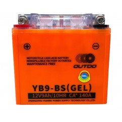 АКБ 12V9А YB9-BS МОТО МТ ИЖ оранж OUTDO (GEL) 137x76x134