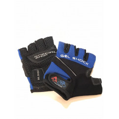 Перчатки вело "Gel Shock" (без пальцев, гелевые, черно-синие, size:M)