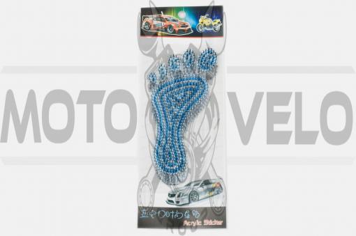 Наклейка декор FOOT (16x9см, стразы синие)