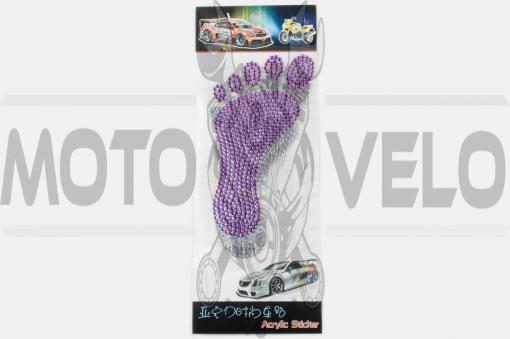Наклейка декор FOOT (16x9см, стразы фиолетовые)