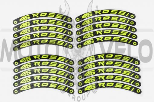 Наклейка на колесо декор 46 ROSSI, 10шт (желтая) (#6059)
