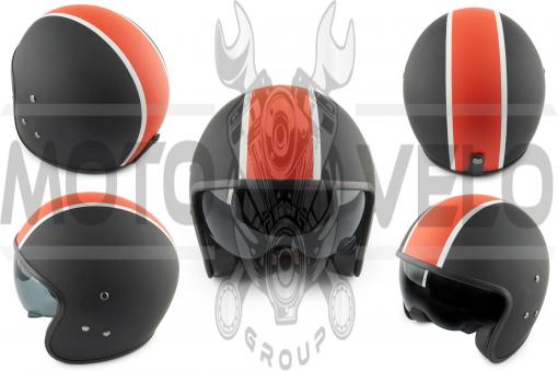 Шлем открытый (mod:062) (size:L, черно-красный матовый, солнцезащитные очки) LS2