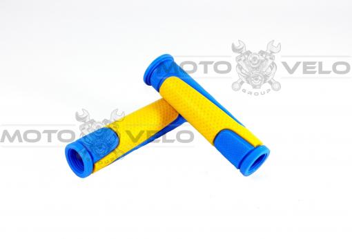 Грипсы велосипедные "SPELLI SBG-6708 L" желто-синий (L-127mm)