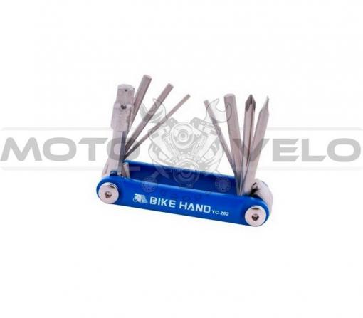 Шестигранник, набор (2-6 мм, 2 отвертки + 1 головка 8 мм) "Bike Hand" Taiwan (mod:YC-262) синий