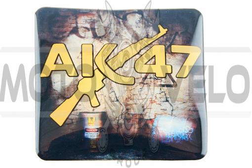 Наклейка логотип "AK47" (8x8см, силикон) (#SEA1)