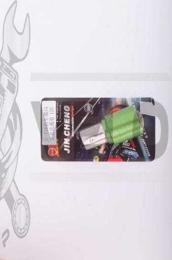 Лампа S25 (двухконтактная, диодная) 12V 5W (стоп, габарит) (зеленая, mod:JC-716) JCAA