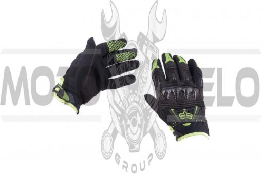 Перчатки "FOX" BOMBER (mod:055, size:L, черно-зеленые)