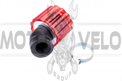 Фильтр воздушный (нулевик) Ø28/40mm, 45* (колокол, красный, прозрачный) KM (mod:KY-A-135)