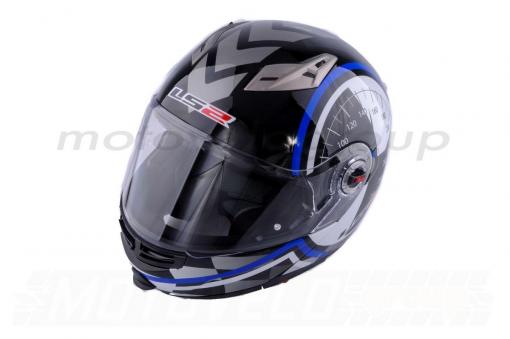 Шлем трансформер (size:ХL, бело-синий+ солнцезащитные очки) LS-2
