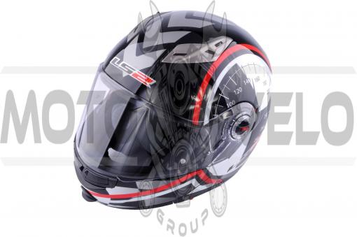 Шлем трансформер (size:ХХL, бело-черный + солнцезащитные очки) LS-2