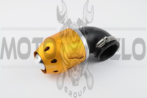 Фильтр воздушный (нулевик) Ø42mm, 90*, пуля (золото)