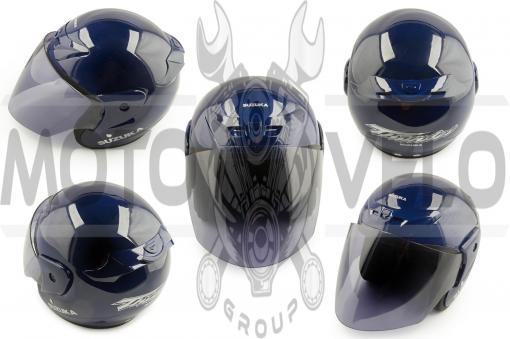 Шлем открытый (mod:601) (size:L, синий) SUZUKA