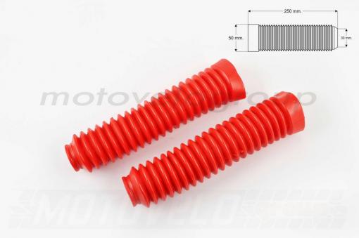 Гофры передней вилки (пара) универсальные L-250mm, d-30mm, D-50mm (красные) MANLE