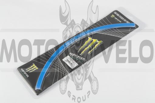Наклейка на колесо 17 MONSTER ENERGY (синяя, светоотражающая) GJCT