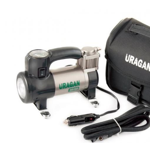 Компрессор URAGAN, 35 л/мин, с LED фонарем, mod:90190
