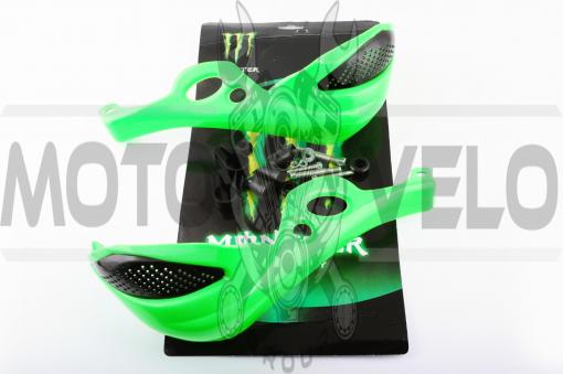 Защита рук на руль (mod:1, MONSTER ENERGY, зеленые) XJB