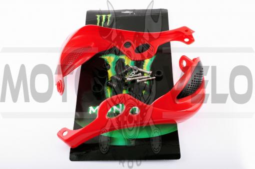 Защита рук на руль (mod:1, MONSTER ENERGY, красные) XJB