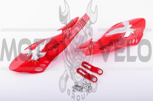 Защита рук на руль (mod:3, MONSTER ENERGY, красные) XJB
