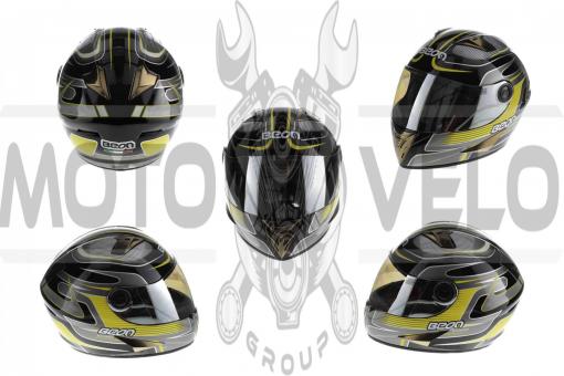 Шлем-интеграл   (mod:B-500) (size:L, черно-серый-желтый)   BEON, шт