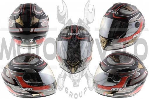 Шлем-интеграл   (mod:B-500) (size:XL, черно-серо-красный)   BEON, шт