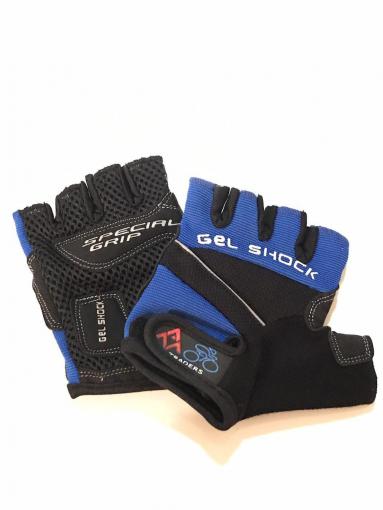 Перчатки вело "Gel Shock" (без пальцев, гелевые, черно-синие, size:M)