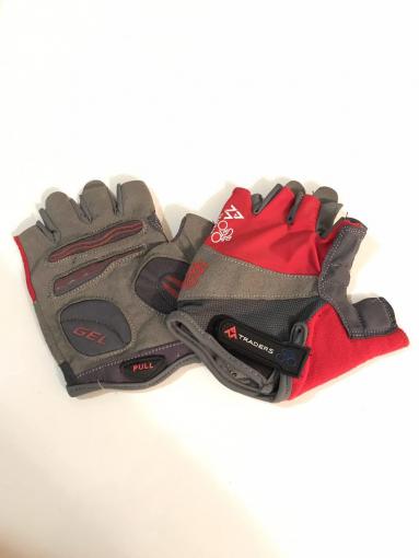 Перчатки вело "Traders" (без пальцев, гелевые, красно-cерые, size:M)