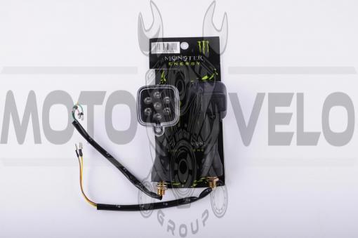 Повороты светодиодные (пара) квадратные (черные, прозрачные, 7 диодов) MONSTER ENERGY