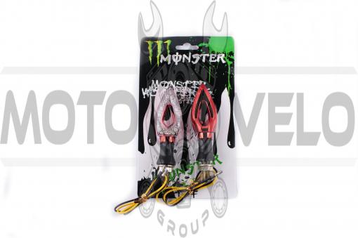 Повороты светодиодные (пара) стреловидные (красные, прозрачные) MONSTER ENERGY