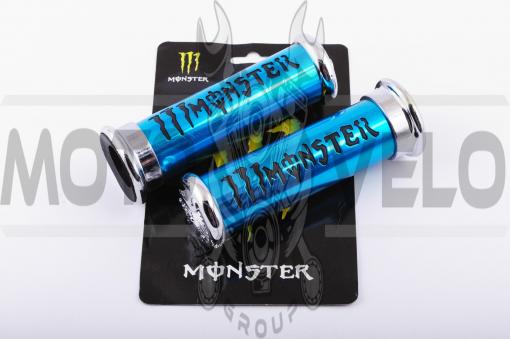 Ручки руля (MONSTER ENERGY, алюминиевые, синие) XJB