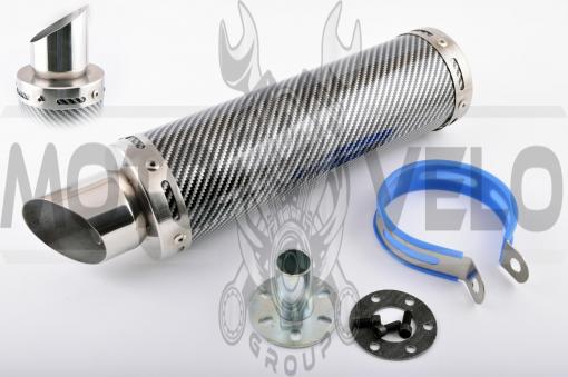 Глушитель (тюнинг) 300*90mm, креп. Ø48mm (нержавейка, карбон mod:2, прямоток, тип:3)