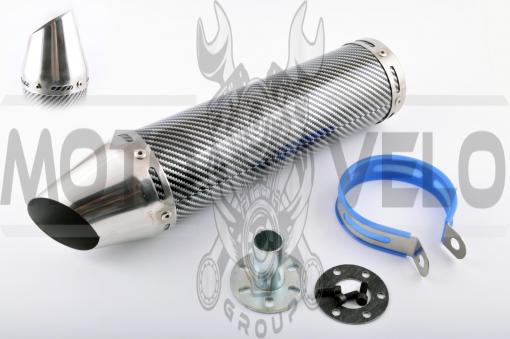 Глушитель (тюнинг) 300*90mm, креп. Ø48mm (нержавейка, карбон mod:2, прямоток, тип:4)