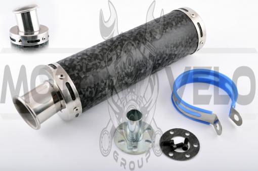 Глушитель (тюнинг) 300*90mm, креп. Ø48mm (нержавейка, мрамор черный, прямоток, тип:1)