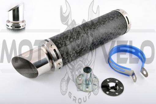 Глушитель (тюнинг) 300*90mm, креп. Ø48mm (нержавейка, мрамор черный, прямоток, тип:2)