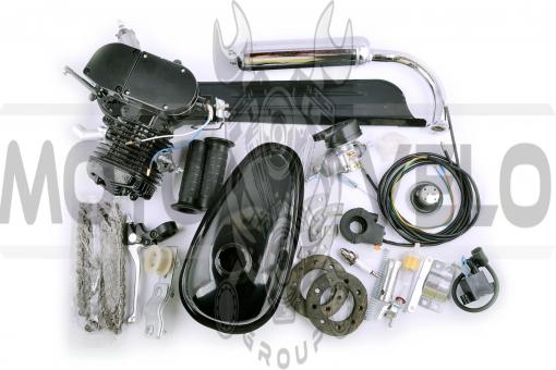 Двигатель велосипедный (в сборе)   80сс   (бак, ручка газа, звезда, цепь, без стартера)   (черный)   EVO