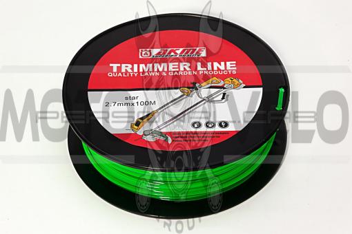 Леска мотокосы   Ø2,7mm, 100 метров   (звезда, зеленая)   EVO