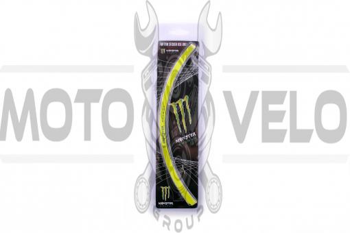Наклейка   на колесо 12   MONSTER ENERGY   (желтая, светоотражающая)   PLT